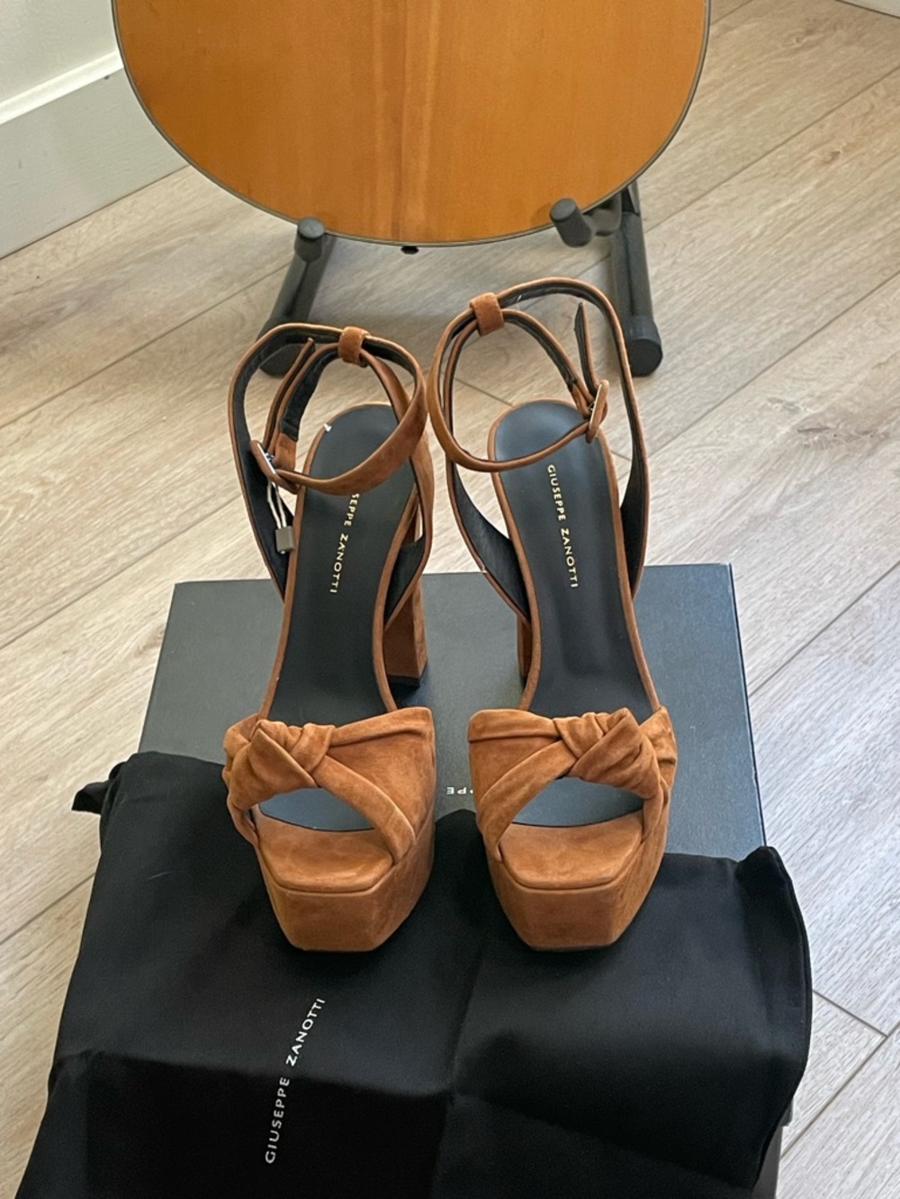 Giuseppe Zanotti Suede Platform Strappy Block Heel Sandals
